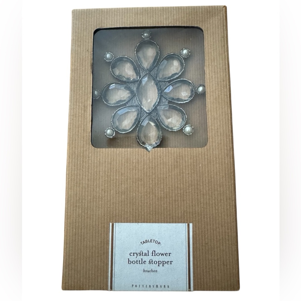 POTTERY BARN Crystal Flower Bottle Stopper
